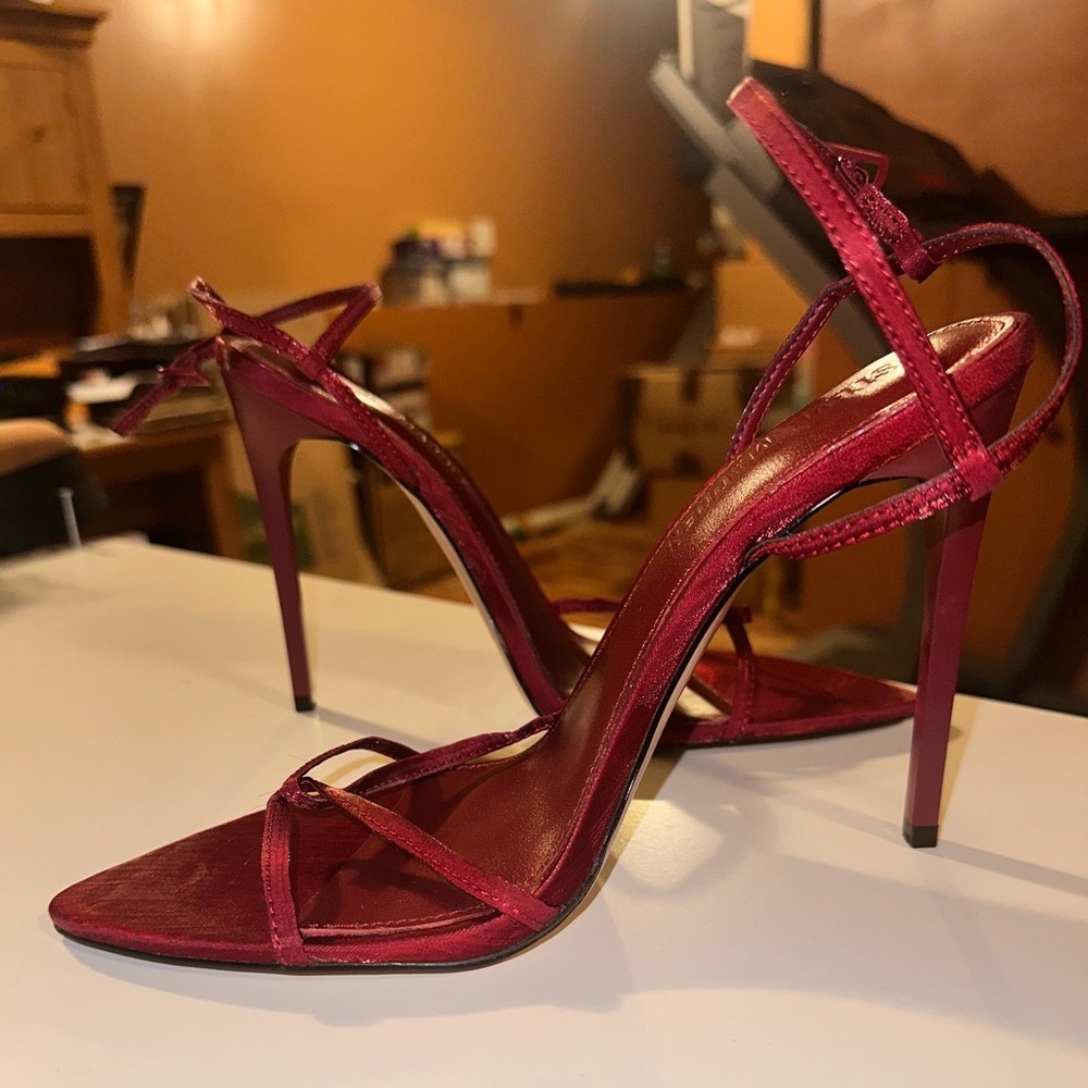 Steve Madden - Stellina Red Satin Strappy Heels